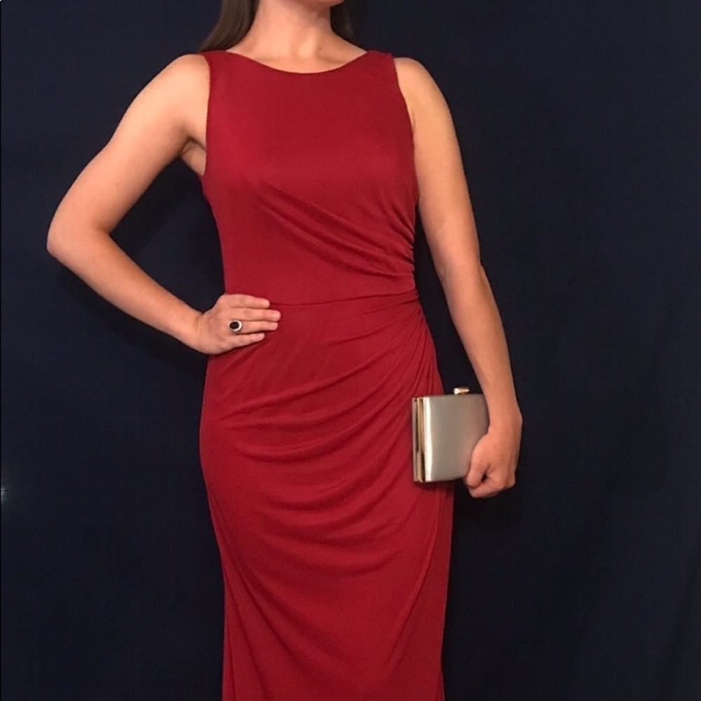 High-Neck Ruched Mesh Bridesmaid Long Dress
